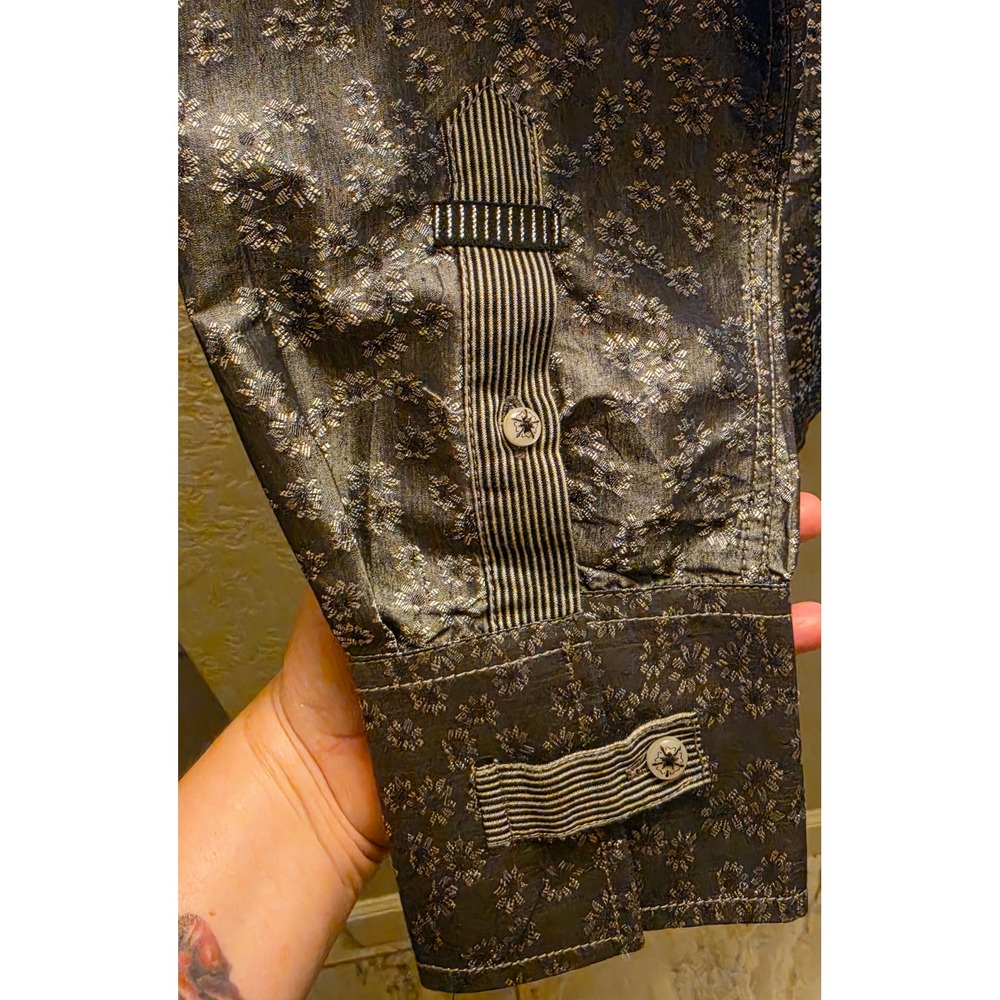 Scott Weiland English Laundry Mens XL Charcoal Floral Brocade Button Down Shirt - Picture 5 of 8